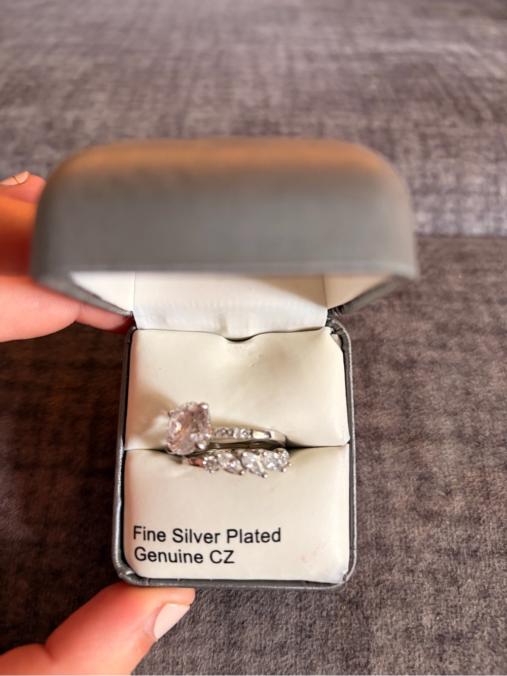Kohl's Silver-Tone Sparkling Clear CZ Bridal Ring Set